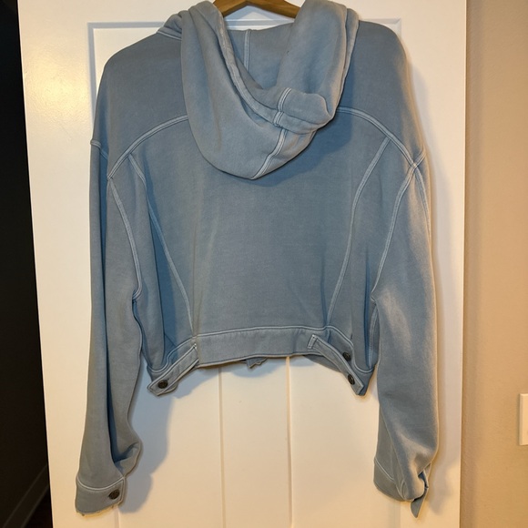 Free People Sky Blue Hooded Denim Jacket - Picture 3 of 5